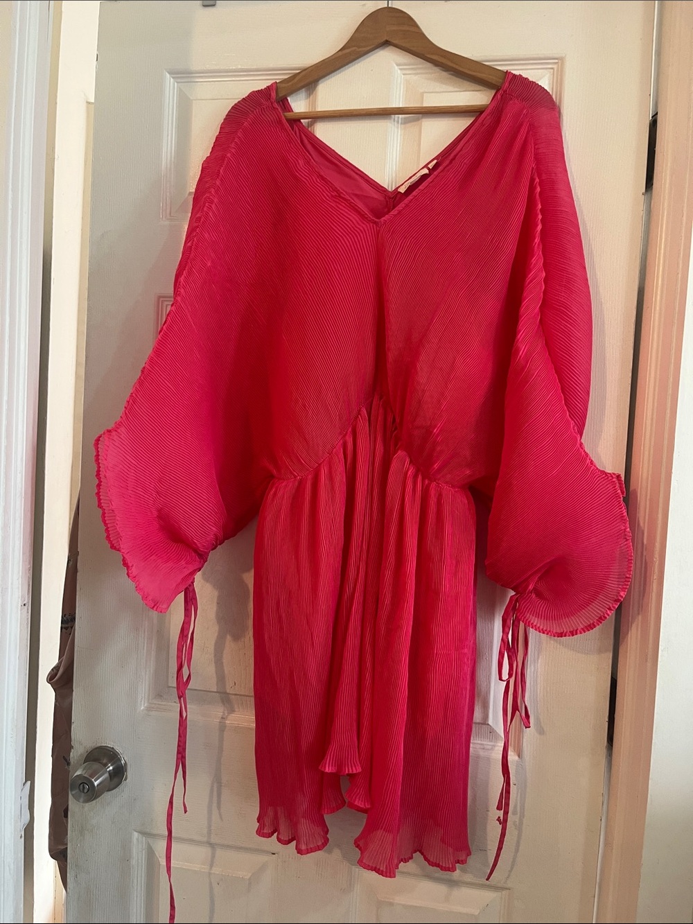 Bright Pink Pleated Mini Dress